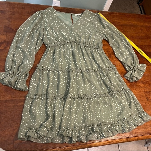 JODIFL Dresses & Skirts - JODIFL Sage Green Dress with White Dots size small
